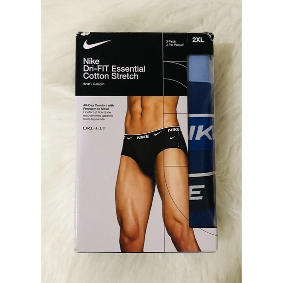 Men's Nike Dri-FIT Essential 3-Pack Breathable Stretch Briefs‎ Blue Size XXL NEW - Picture 2 of 5